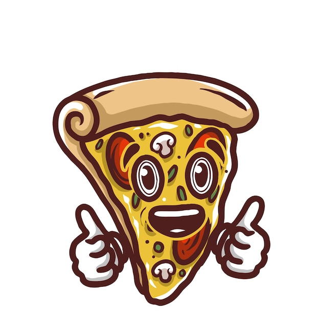 Pizza Z Dwoma Kawałkami Wektor Projektowania Logo