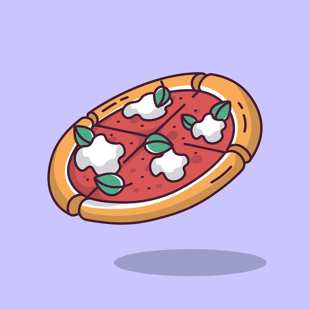 Pizza Z Mozzarellą Ilustracji Wektorowych W Stylu Cartoon