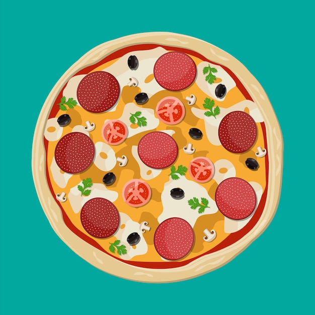 Pizza z pepperoni. Tradycyjne fast foody