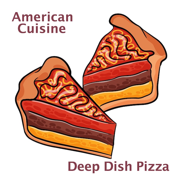 Plik wektorowy pizza z serem w stylu chicago deep dish na białym tle