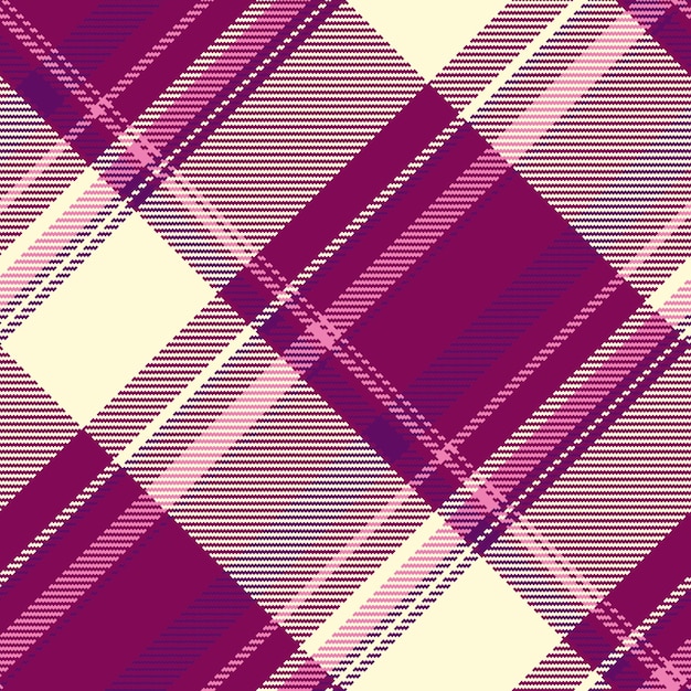 Plaid tartan bez szwu z wektorowym wzorem tkaniny z teksturą tekstylną w kolorach różowym i jasnym żółtym