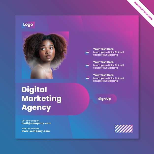 Plik wektorowy plakat agencji marketingu cyfrowego z kolorowym tłem