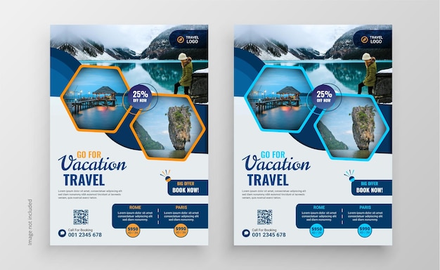 Plik wektorowy plakat biura podróży i strona tytułowa broszury lub szablon ulotki biznesowej