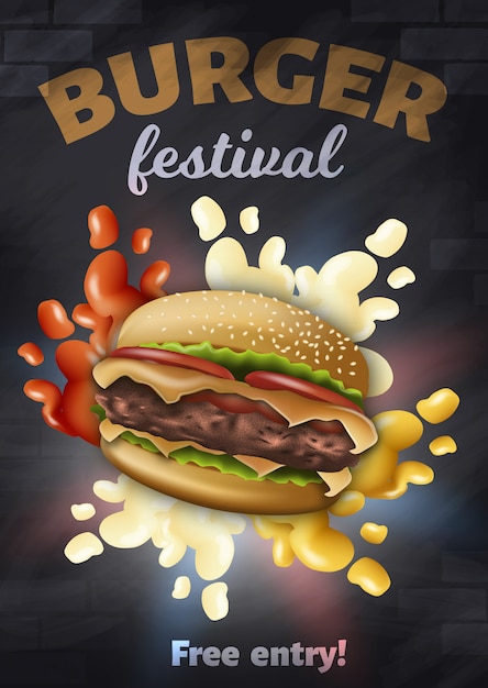 Plik wektorowy plakat burger festival, tasty hamburger