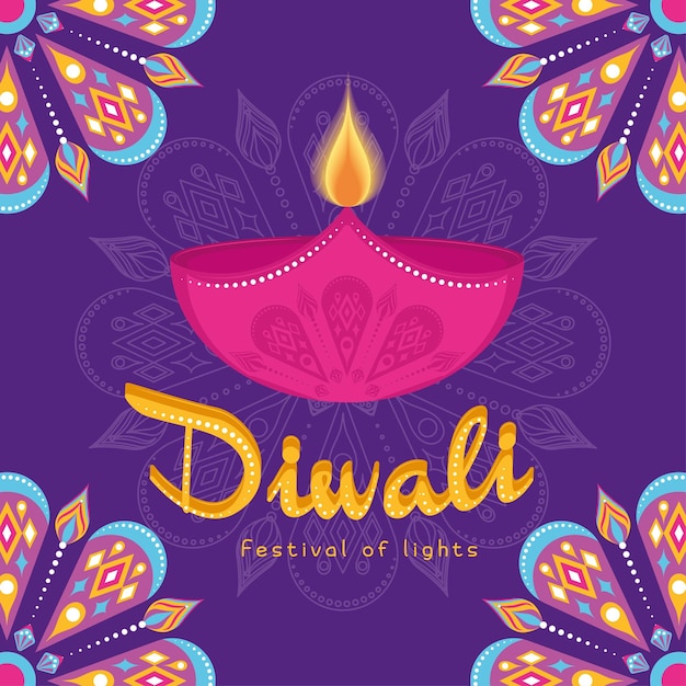 Plakat Diwali Tradycyjne indyjskie święto Ilustracja wektorowa
