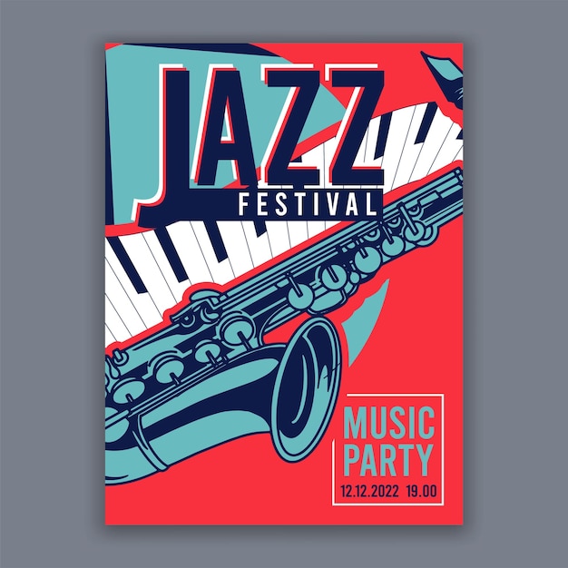 Plakat Dla Jazz Creative Nowoczesne Ulotki Banerowe Na Koncerty Muzyczne I Festiwale Ilustracji Wektorowych