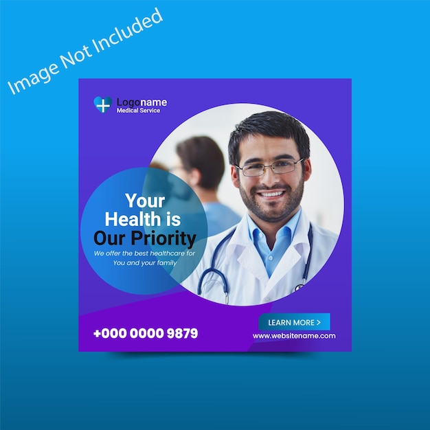 Plik wektorowy plakat dla kliniki medycznej, który mówi, że twoje zdrowie jest naszym priorytetem.