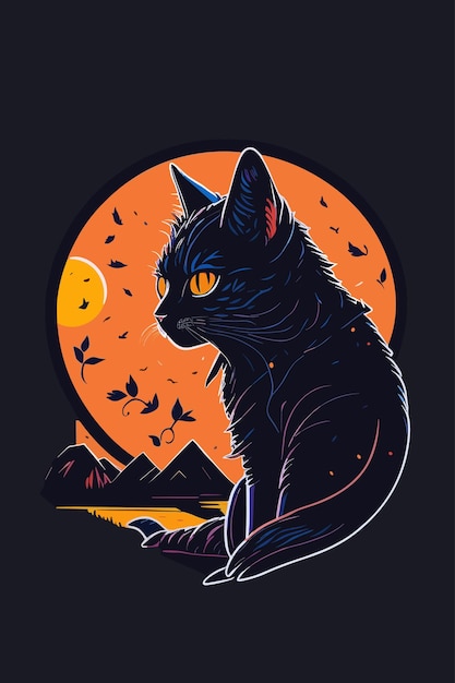 Plik wektorowy plakat dla kota o imieniu księżyc