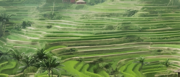 Plik wektorowy plakat dotyczący plantacji tarasowych, chińskie pola ryżowe, broszura dotycząca plantacji herbaty, jednostronicowa koncepcyjna broszura