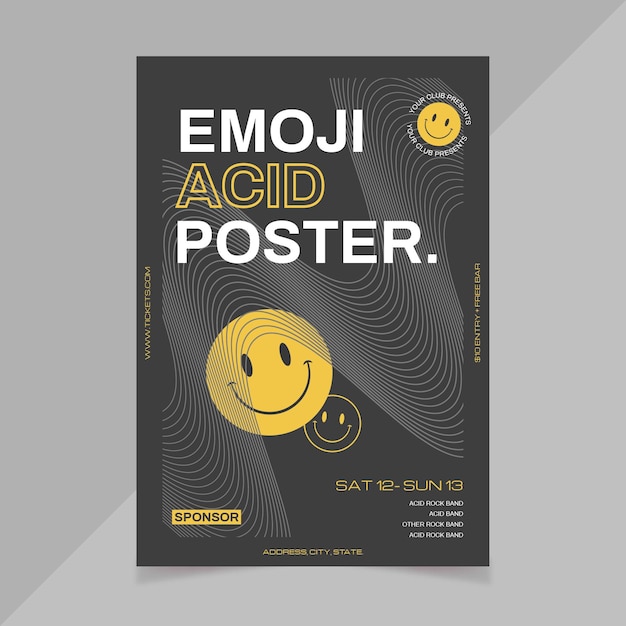 Plakat Emoji Z Płaskim Kwasem