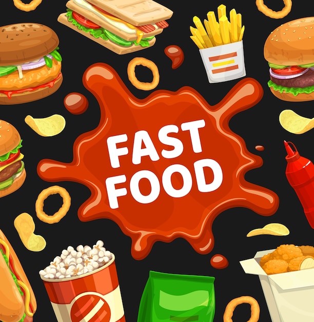 Plakat fast food burgery menu fastfood i kanapki