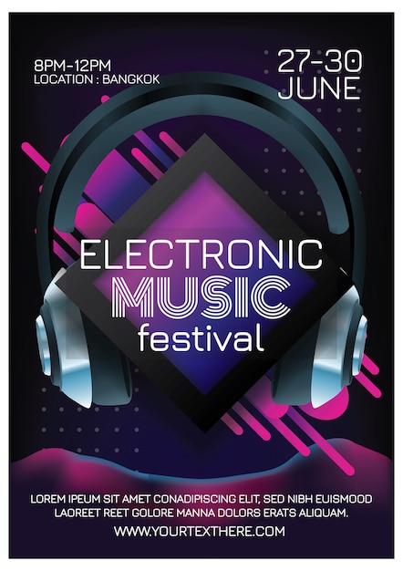 plakat festiwalu muzycznego na nocną imprezę
