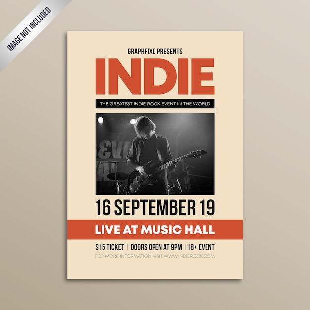 Plik wektorowy plakat festiwalu muzyki rockowej indie
