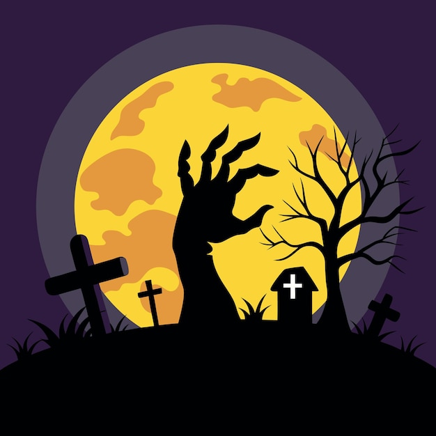 Plakat Halloween z ręką sięgającą w górę