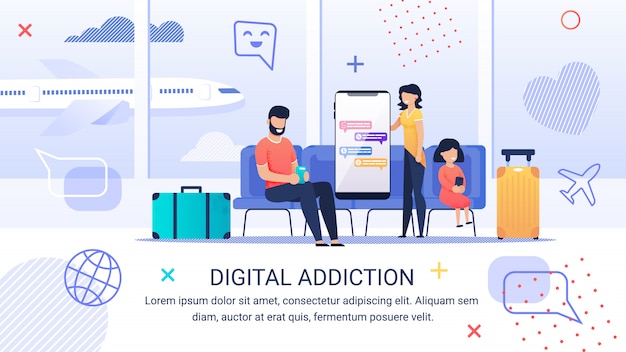 Plakat Informacyjny Napis Digital Addiction.