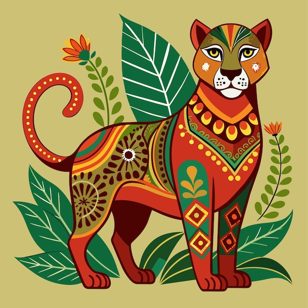 Plik wektorowy plakat kota z kolorowym wzorem