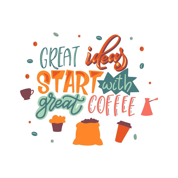 Plakat Kreatywnej Motywacji Kawy Ręcznie Rysowane Cytat Na Baner Karty Lub Menu Kawiarni Projekt Napisu