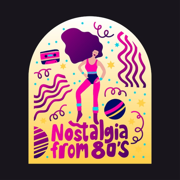 Plik wektorowy plakat muzyczny retro party z lat 80. z gradientowym napisem ulotka z lat 70. w stylu vintage disco dance