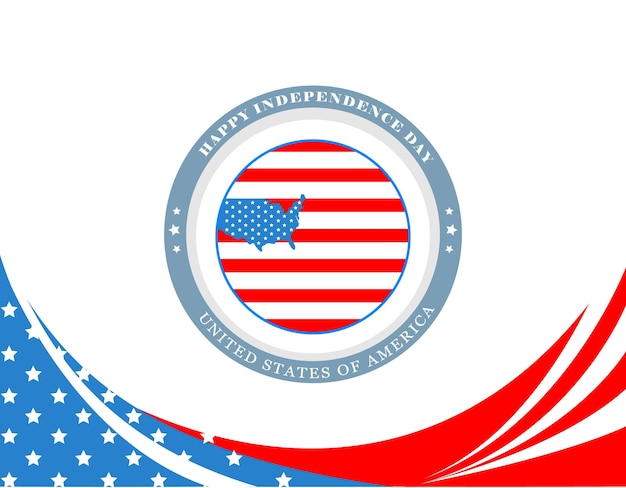 Plakat na Dzień Niepodległości 4 lipca Stanów Zjednoczonych Ameryki Flaga USA i mapa w okręgu