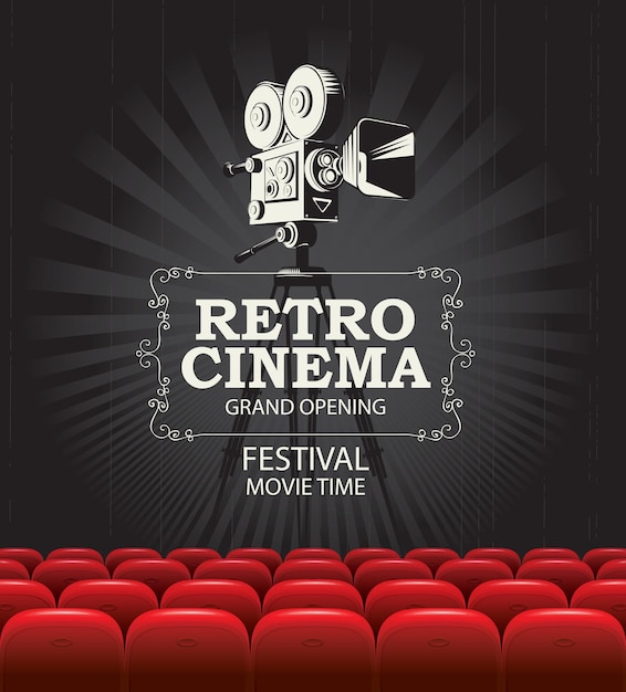 Plik wektorowy plakat na festiwal filmowy z filmami retro