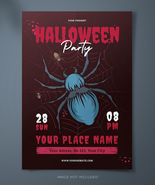 Plakat Na Imprezę Halloweenową Z Pajęczą Siecią