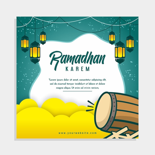 Plik wektorowy plakat na ramadan kareem z beczką i lampą.