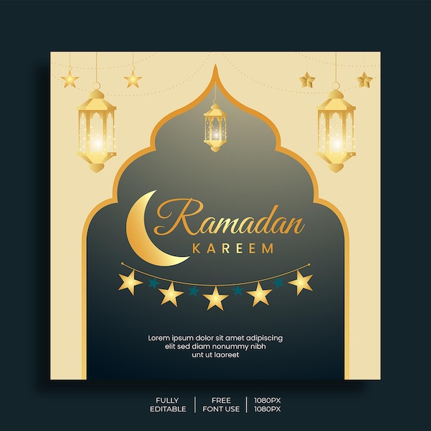 Plakat Na Ramadan Kareem Ze Złotą Gwiazdą I światłem.