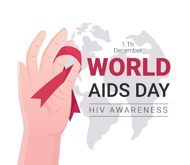 Plakat Na światowy Dzień Aids Z Czerwoną Wstążką