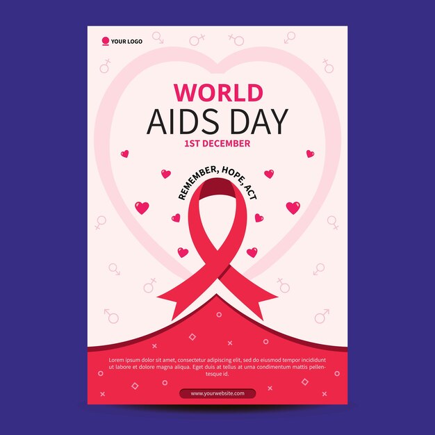 plakat na Światowy Dzień AIDS z różową wstążką