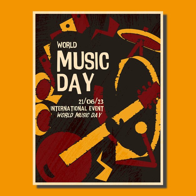 Plik wektorowy plakat na światowy dzień muzyki na festiwalu muzyki światowej