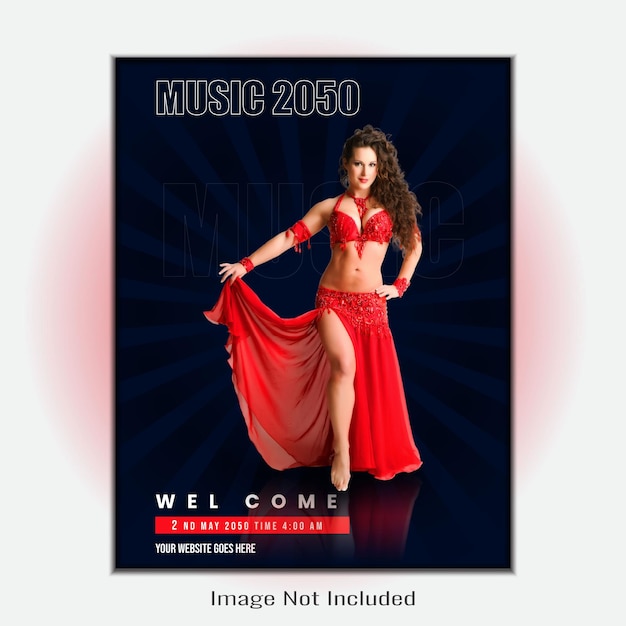 plakat na wydarzenie muzyczne z tańczącą kobietą