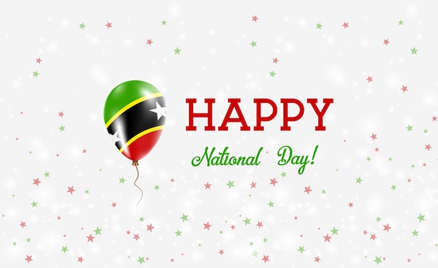 Plik wektorowy plakat patriotyczny st. kitts i nevis national day. latający balon gumowy w kolorach flagi kittian i nevisian.