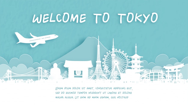 Plakat podróżny z Welcome to Tokyo, Japan