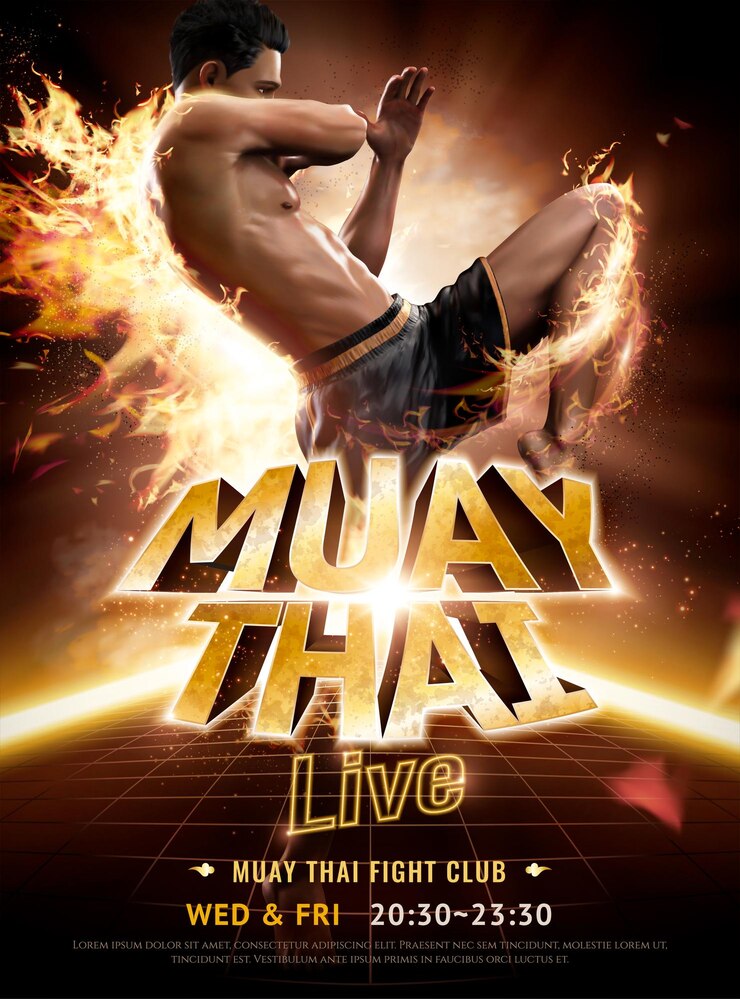 Wektor plakat pokazu muay thai na żywo