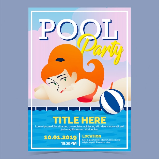 Plik wektorowy plakat pool party sexy girl