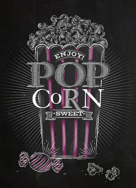 Plik wektorowy plakat popcorn słodki czarny