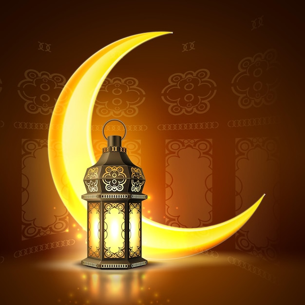 Plakat ramadan kareem, lampion celebracja lampion realistyczna ilustracja 3d