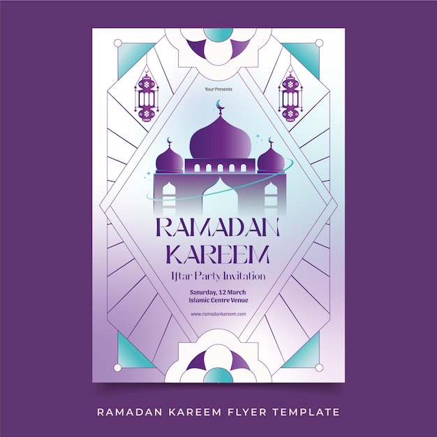 Plik wektorowy plakat ramadan kareem z meczetem