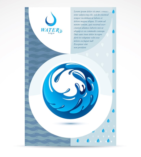 Plik wektorowy plakat reklamowy światowego dnia wody, 22 marca. koncepcja źródła wody górskiej, ilustracja wektora niebieskiej planety ziemi.
