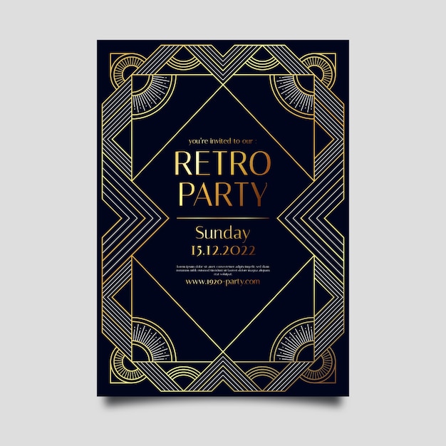 Plik wektorowy plakat retro party w stylu art deco