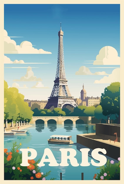 Plik wektorowy plakat retro paryża