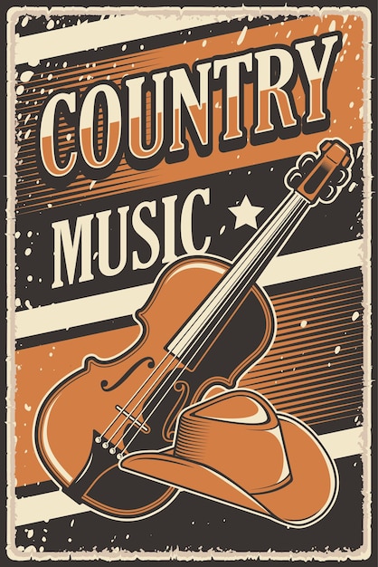 Plakat retro rustykalna muzyka country