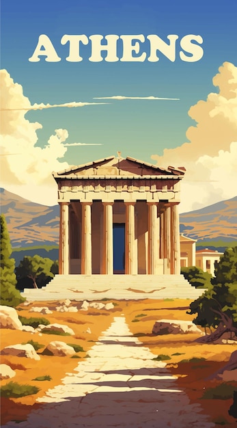 Plik wektorowy plakat retro w atenach