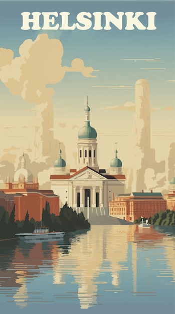 Plik wektorowy plakat retro w helsinkach