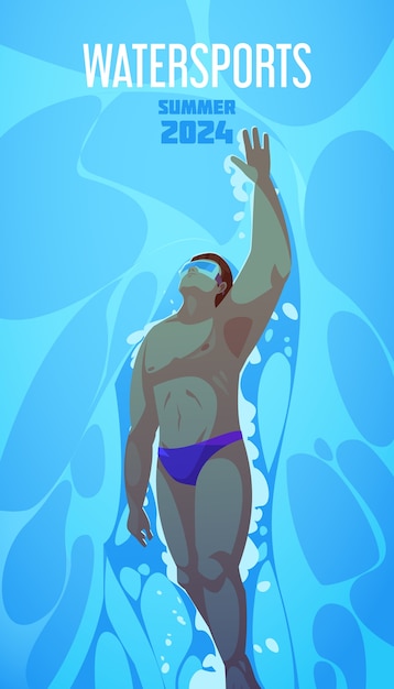 Plakat sportów wodnych w płaskiej konstrukcji