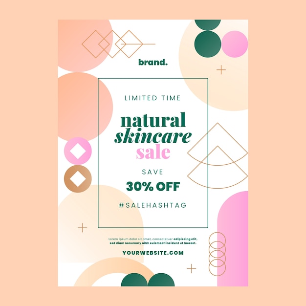 Plakat sprzedaży naturalnych produktów do pielęgnacji skóry