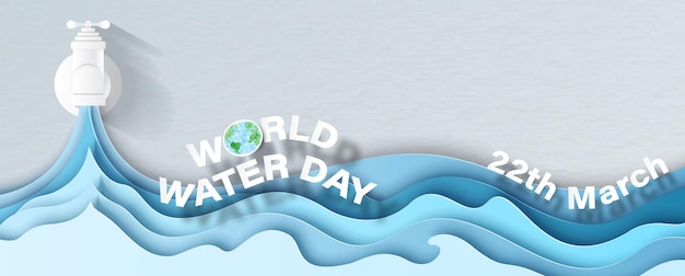 Plakat światowego Dnia Wody W Stylu Cięcia Papieru I Projektu Wektorowego Z Przykładowymi Tekstami Dla Klienta