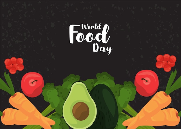 Plakat światowego Dnia żywności Z Warzywami W Czarnej Ilustracji