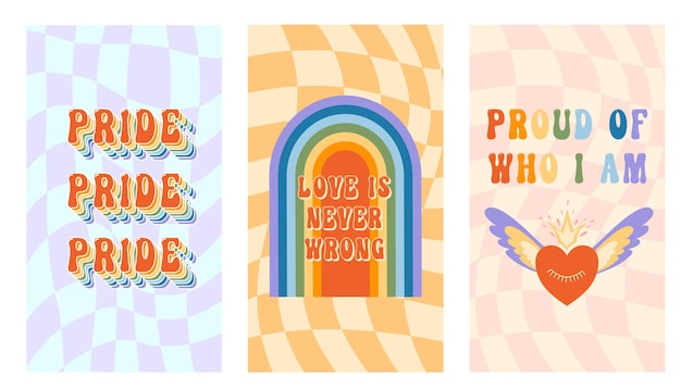 Plakat Symboli Społeczności Lgbtq W Stylu Retro Duma Miesiąca Z Tęczowymi Clipart