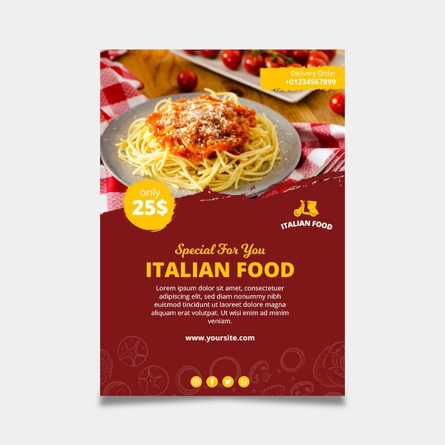 Plakat Szablon Włoskiej żywności
